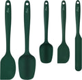 HOTEC Silicone Rubber Spatula Set - 600℉ Heat Resistant, BPA-Free, Dishwasher Safe | Dark Green, Set of 5