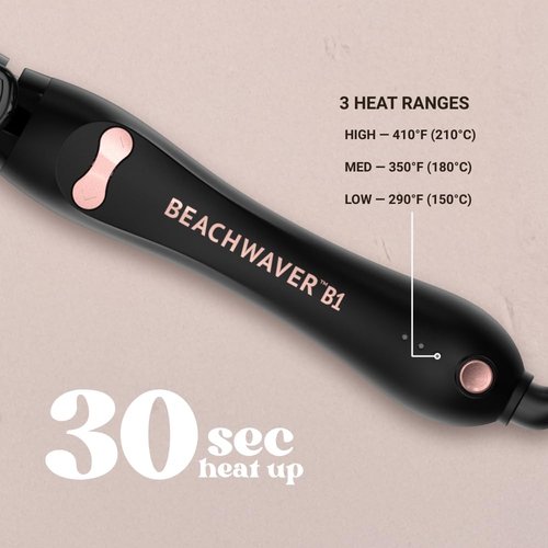 Beachwaver B1 Rotating Curling Iron - Automatic 1-Inch Ceramic Wand for Effortless Waves - Dual Voltage & Auto Shut-Off