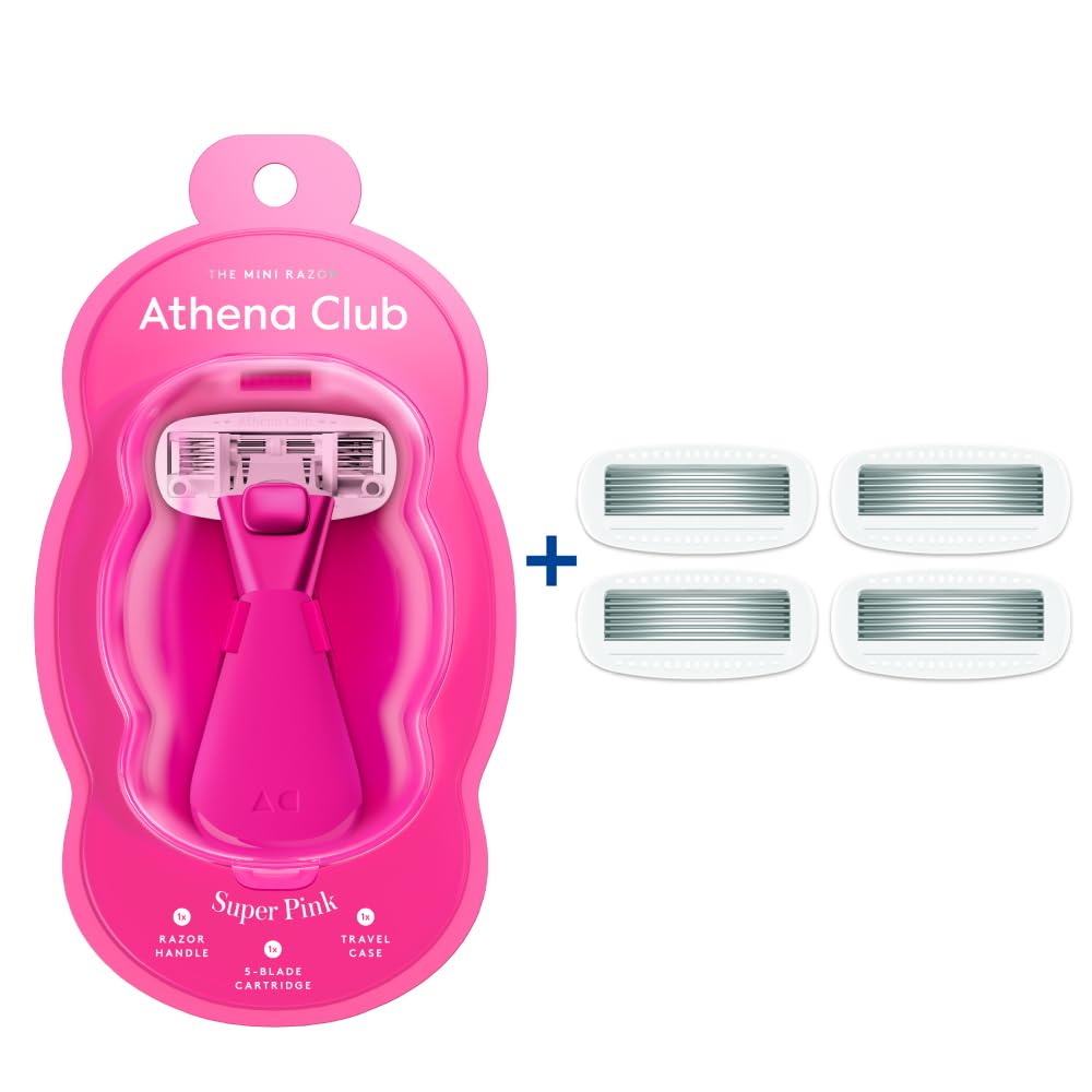 Athena Club Mini Razor Kit For Women, 5-Blade Travel Razor, 5 Refills