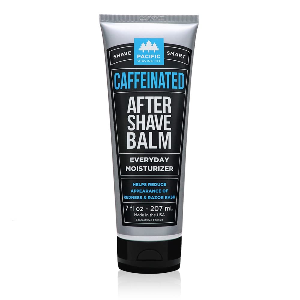 Pacific Shaving Company Caffeinated Aftershave, Men's Grooming Product - Antioxidant Daily Face Lotion + After Shave - Spearmint Post Shave Balm for Sensitive Skin (7 Fl Oz)