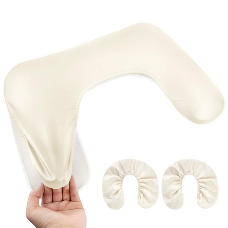 EBANKU Nail Arm Rest Covers for Nails Tech, White Arm Rest Protector Covers Set of 2, Premium PU Leather Waterproof, Suitable for U-Shaped Professional Manicure Nail Hand Rest and More