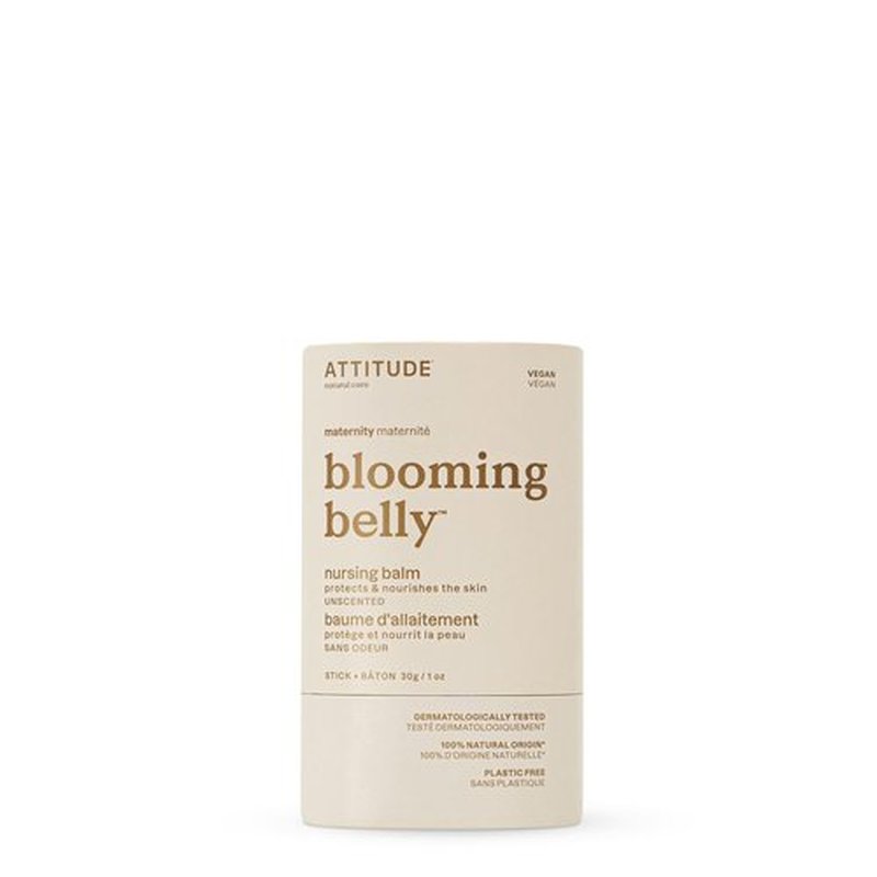 ATTITUDE Plastic-Free Nursing Balm Bar, Safe for Nursing, Plant and Mineral-Based Ingredients, Vegan and Cruelty-free Maternity Products, Unscented, 1 Ounce