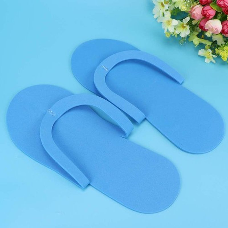 Hysagtek 12 Pairs Disposable Slippers Shower Sand Pedicure Beach Light Weight Foam Flip Flops, Sandals Random Color