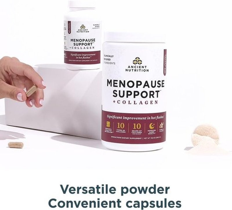 Ancient Nutrition Menopause Support | Hydrolyzed Collagen Powder with Superfoods - Vanilla, 25 Servings