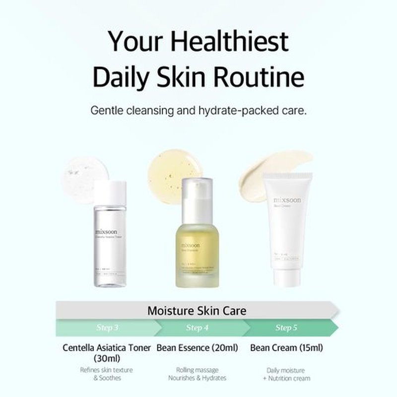 mixsoon Pure Glow Essentials Set - 5-Step Skincare Kit - Travel kit, Travel size kit, Hydrating Skincare Gift Set (15ml*1+20ml*3+30ml*1) Korean Glass Skin Care