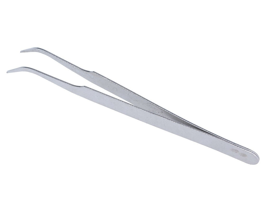2 Nail Art Tweezers Curved Straight Pointed Ongles (silver) (silver)