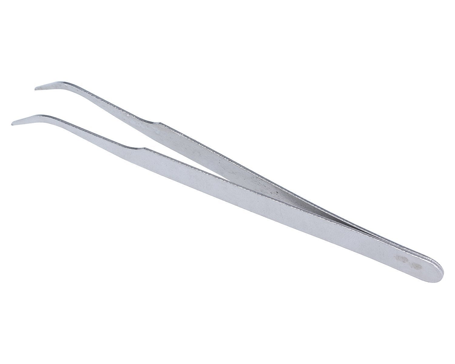 2 Nail Art Tweezers Curved Straight Pointed Ongles (silver) (silver)