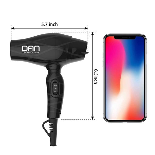 Dan Technology Lightweight Travel Hair Dryer,Portable Mini BlowDryer with Concentrator&Diffuser, with Nozzle Attachment Ceramic,