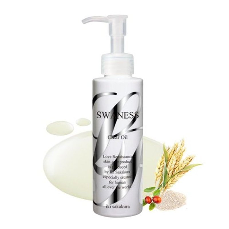 SWANESS Clear Oil Cleanser - Japanese Anti-Aging Makeup Remover with Rice Power for Radiant Skin