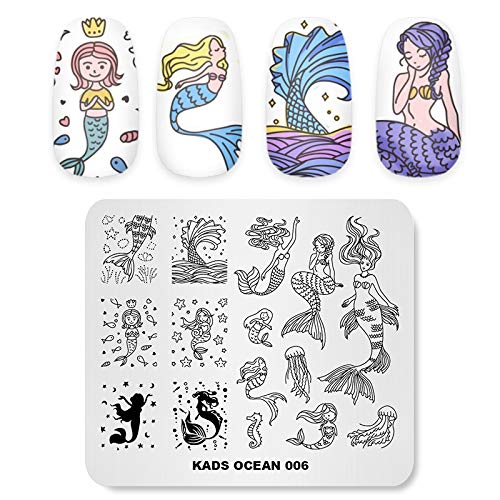 KADS Nail Art Stamp Plate - Ocean Sea Mermaid Series Nail Stamping Plate Template Image DIY Decoration Tool