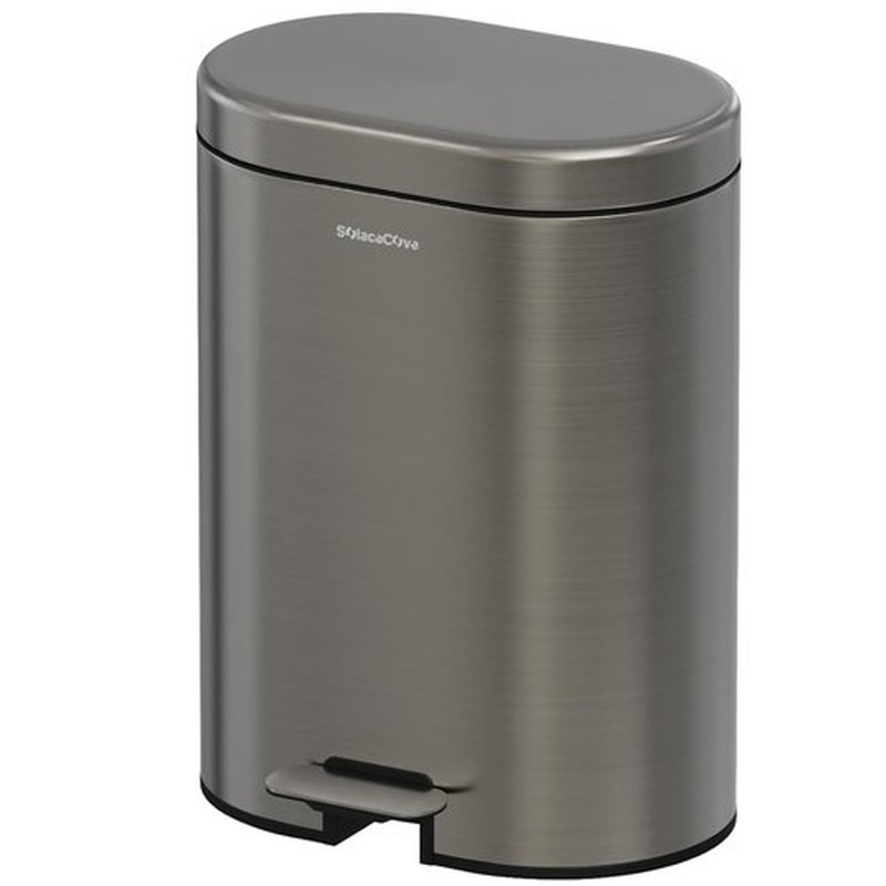 Skiennix Small Bathroom Step Trash Can - 3.2 Gallon Stainless Steel Bin with Soft Close Lid | Volcanic Gray