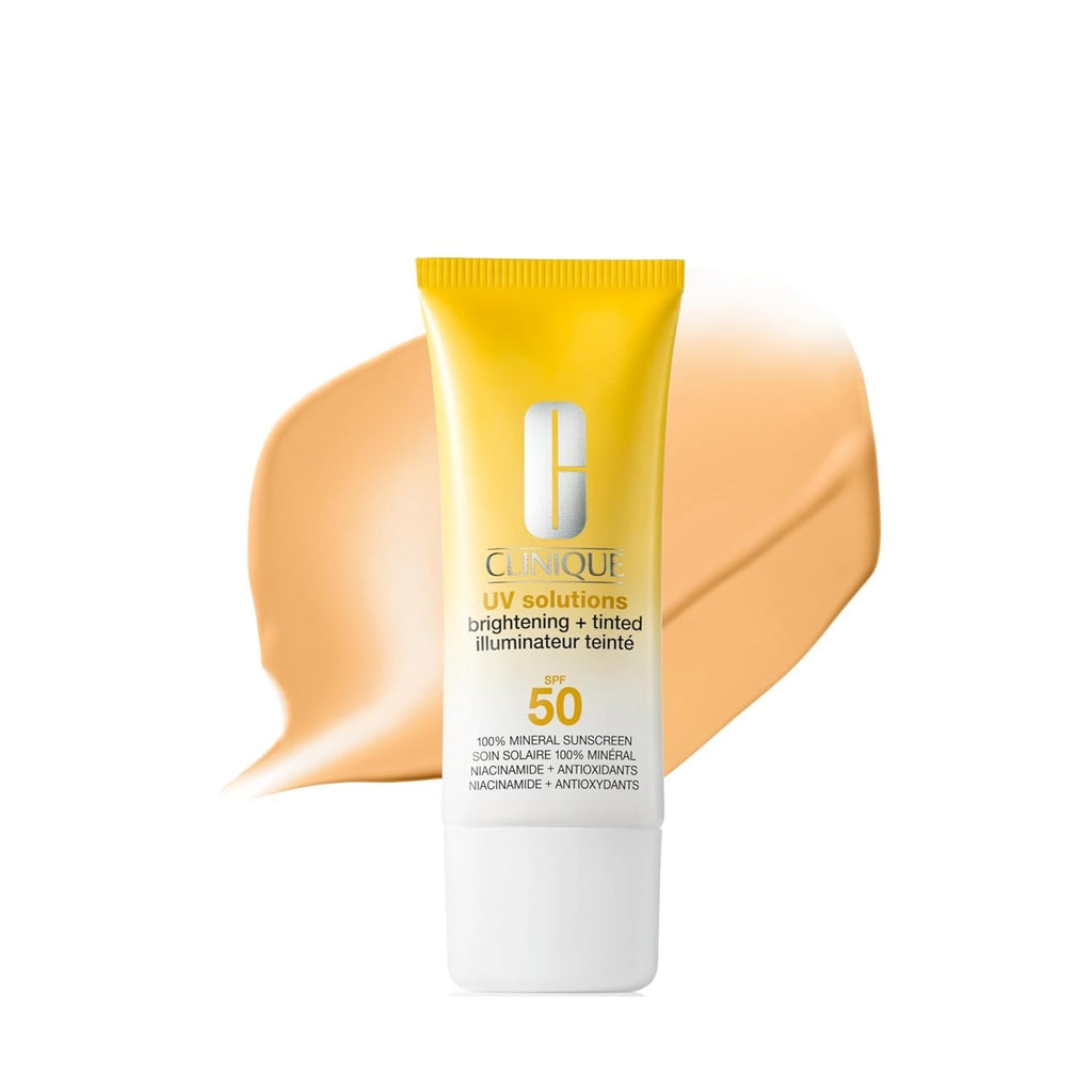 Clinique UV Solutions Brightening + Tinted Sunscreen for Face SPF 50 | Mineral Sunscreen with Niacinamide and Zinc Oxide, Light, 1.3 Fl Oz