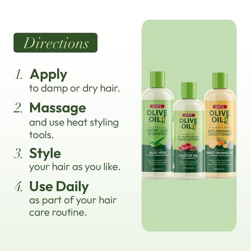 ORS Olive Oil Shampoo, Conditioner & Hair Lotion for Stronger and Healthier Hair 3 Piece Set