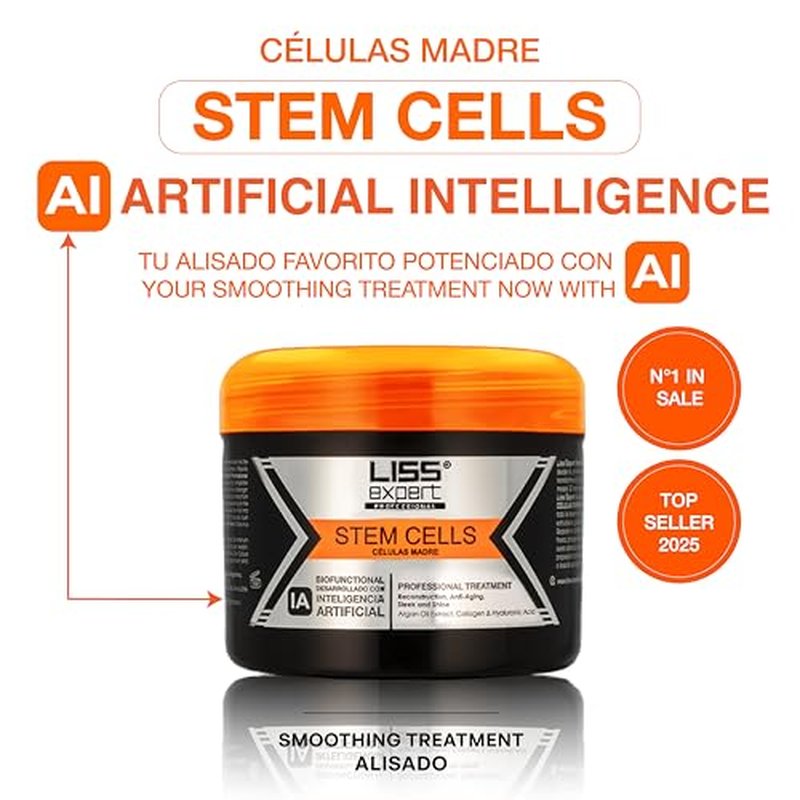 Liss Expert Stem Cells Smoothing Treatment – Organic Keratin & Argan Oil – for Frizz-Free Repair & Shine – Professional Straightening(250 ml-Shoulder Length)