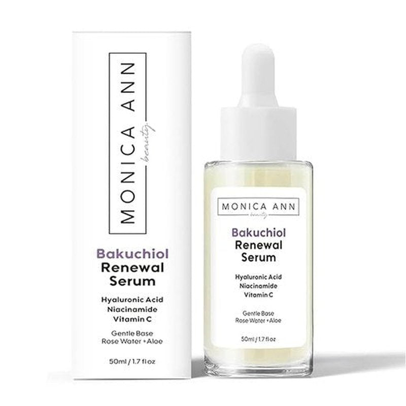 Monica Ann Beauty Bakuchiol Serum – Retinol Alternative with Hyaluronic Acid, Niacinamide & Vitamin C – Anti-Aging, Brightening, Hydrating Face Serum for Fine Lines & Wrinkles (1.7 fl oz)