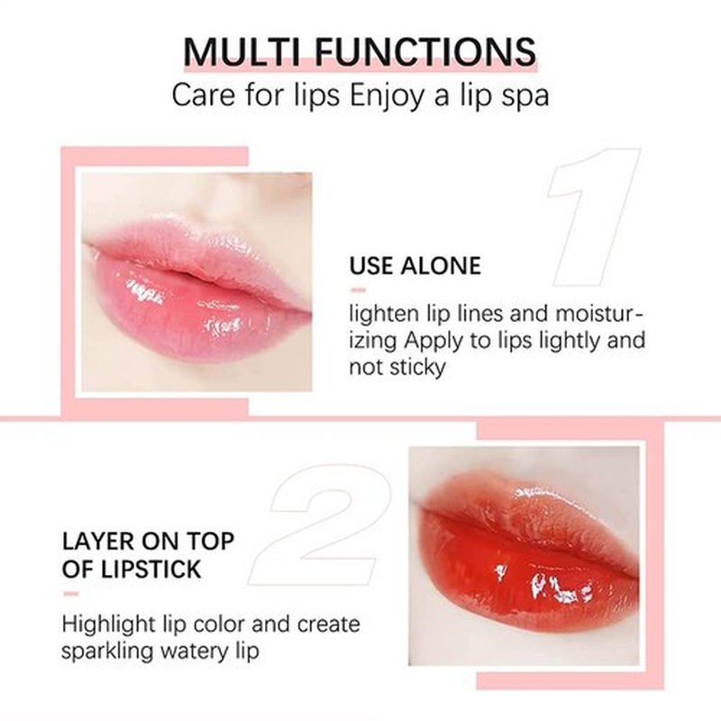 GECOMO 2PCS Hydrating Lip Glow Oil, Lip Oil Gloss Transparent Toot Tinted Nourishing Long Lasting Repairing Lightening Lip Lines (RASPBERRY) 0.2 OZ