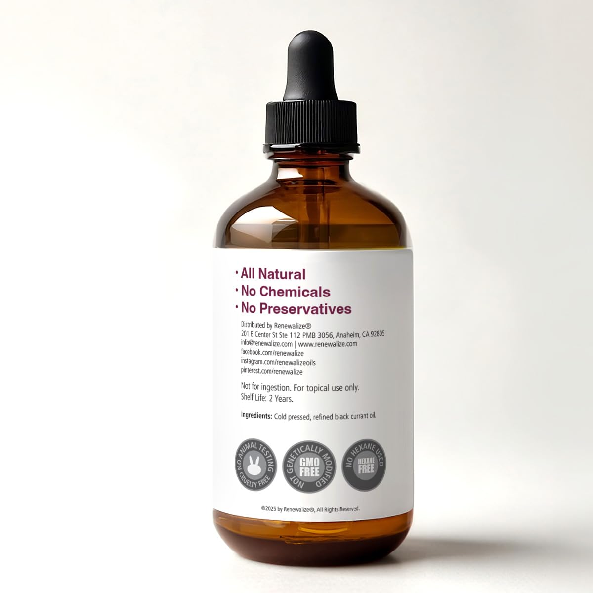 Renewalize Black Currant Seed Oil Cold Pressed – 100% Pure Natural Carrier Oil for Skin & Hair | Rich in GLA & Omega Fatty Acids | Moisturizer for Face, Scalp, Nails | 4 fl oz