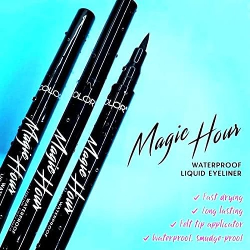 Kleancolor Magic Hour Waterproof Black Eyeliner Pen | Felt-Tip | Long-Lasting (1, Black)