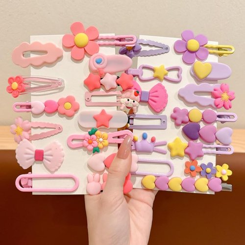 56 pcs Girl Hair Clips Cute Clips for Toddler Girls Hair Accessories Rabbit/Flower/Bow Colorful Patterns