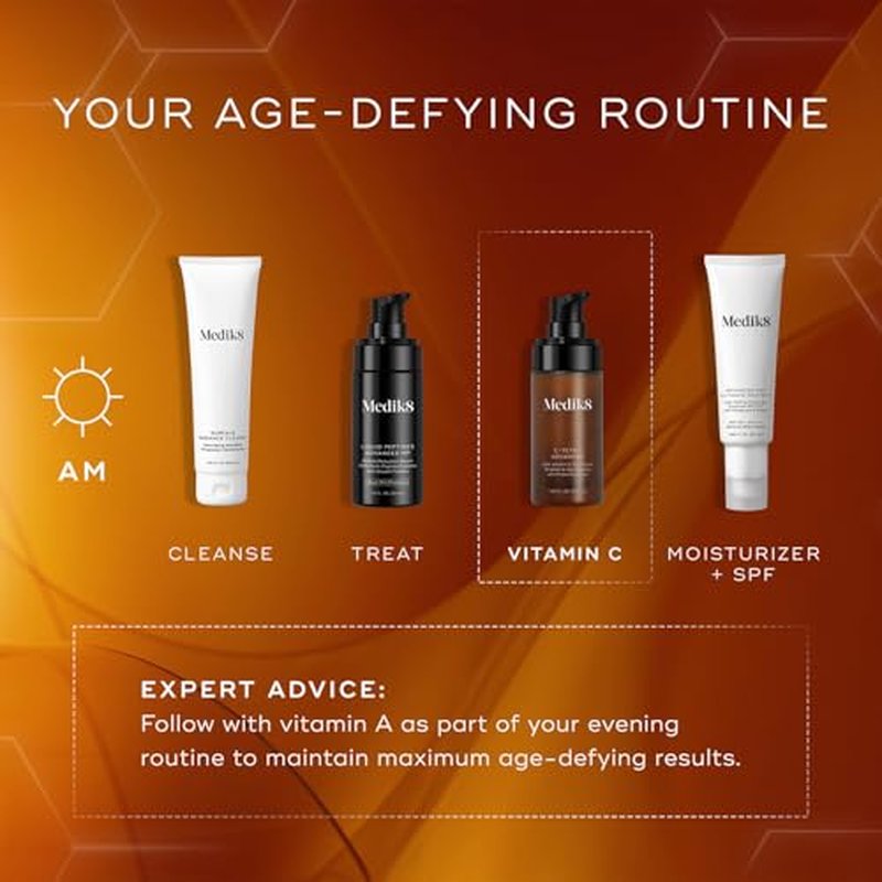 Medik8 C-Tetra Advanced - Vitamin C Serum Smooths Fine Lines and Wrinkles - Face Serum with Hyaluronic Acid - Vegan and Gluten Free - 1.0 oz.
