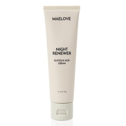 MAELOVE Night Renewer Night Cream with 2-in-1 Glycolic Acid Treatment, Unscented, For Sensitive Skin