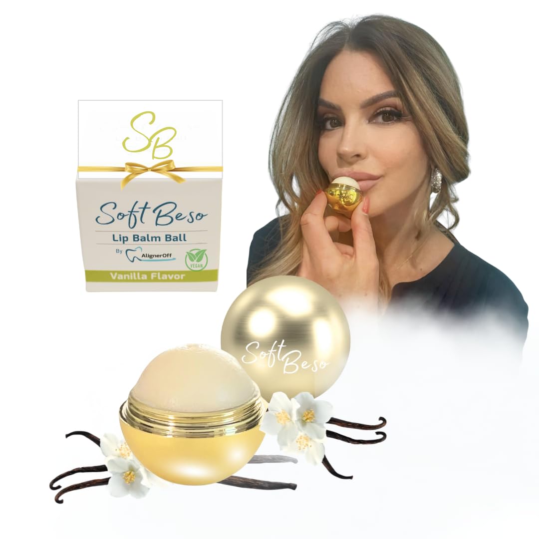AlignerOff SoftBeso Lip Balm Gold-Vanilla Flavor - Moisturizing Lip Balm Ball for Beautiful, Soft Lips - For Dry & Chapped Lips – Ideal Present for Men & Women – Ideal for Gifting
