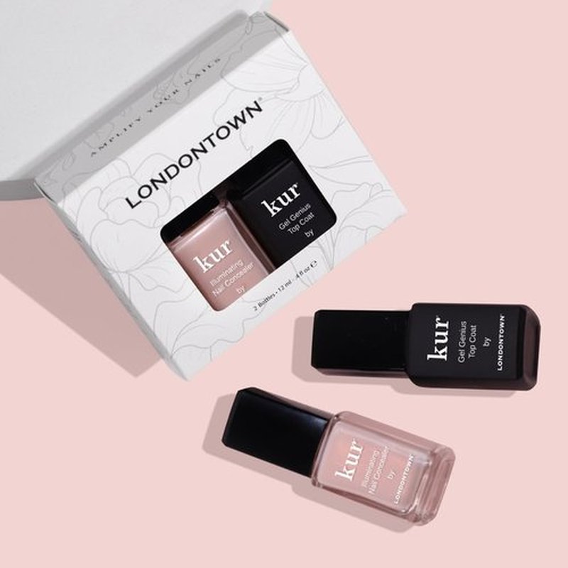 LONDONTOWN Nail Concealer & Gel Genius Top Coat Duo - Brighten & Illuminate Nails | 2-Piece Set, 0.4 Fl Oz