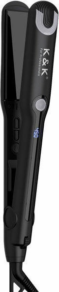 K&K Shine Therapy Hair Straightener - Professional 2-in-1 Flat Iron with Ceramic Coated Plates for Smooth, Frizz-Free Hair