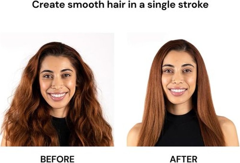 L'ANGE HAIR Le Vite Straightening Brush - Heated Tool for Smooth, Frizz-Free Hair | Dual-Voltage Ceramic Brush (Black)