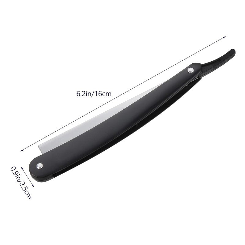 Uonlytech Manual Straight Edge Razor - Portable Black Barber Blade for Precise Shaving & Beard Styling