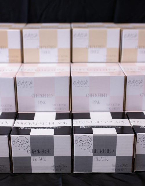 Checkered Trio (Pink, Beige, Black) Hair Salon Pop Up Foils, Aluminum Foil Sheets for Highlighting and Coloring, Salon Hair Foils, 5"x10.75", 500 Foil Sheets (3)