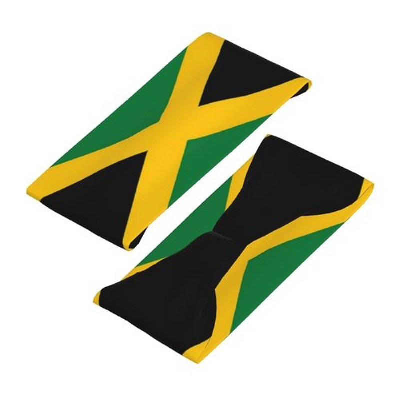 Jamaica Flag Jamaican Sports Headband,Breathable Sport Yoga Workout Turban Sweatbands for Women Men Hair Accessories