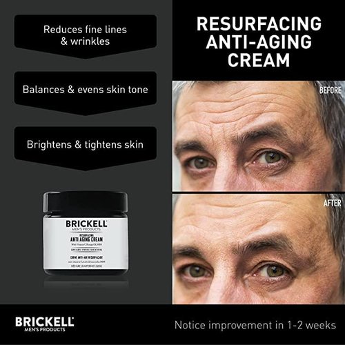 Brickell Men's Products Resurfacing Anti-Aging Face Cream - Natural Vitamin C Moisturizer, 2 Oz