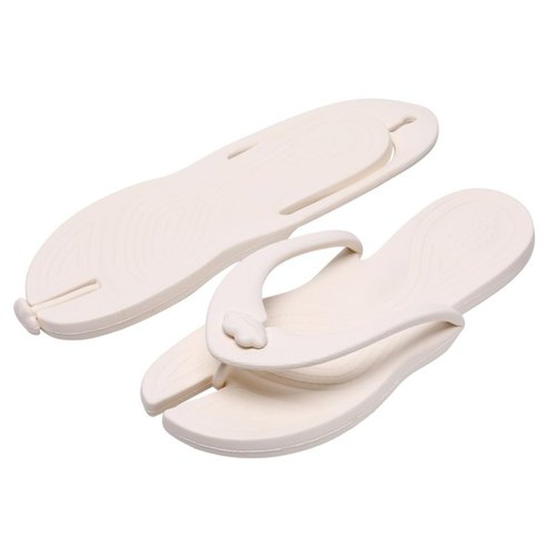 Kiemorgy Travel Slippers for Women Men, White Folding Slides Sandals Size 10, Portable Hotel Spa Slippers, Waterproof Quick Drying Flip Flops, Shower Shoes Beach Sandals-JD01 cream XL