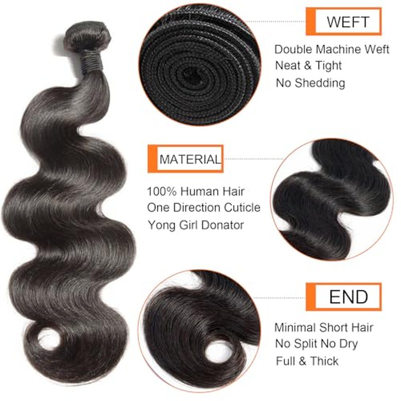 12A Human Hair Bundles 18 18 18 Inch Raw Body Wave 3 Bundles Human Hair 100% Unprocessed Brazilian Virgin Hair Quick Weave Extensions Natural Black