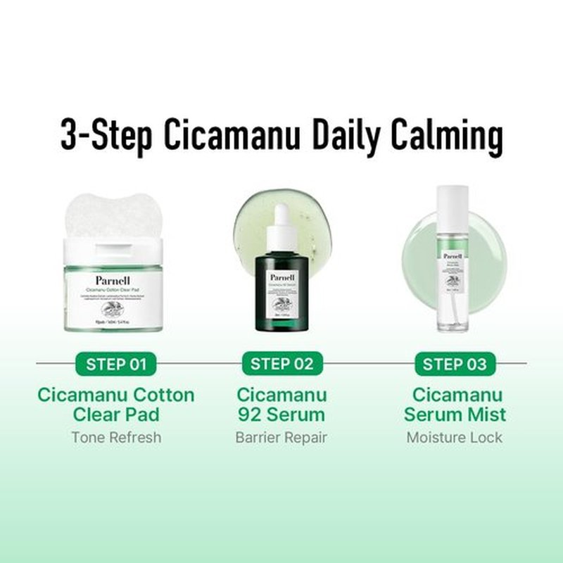 Parnell Cicamanu 92 Serum (1.01 Fl Oz) 30ml | Melatonin, Centella Asiatica | Ceramide for Overnight Recovery & Soothing Irritated Skin | Targets Hyperpigmentation & Deep Hydration | Korean Skin Care