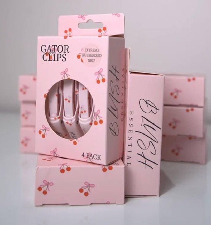 Blush Essential Professional Alligator Hair Clips - 4pk Cute Cherry & Bow Design Hair Clips for Women, Gator Hair Styling Clips, Hair Sectioning Clips for Styling and Cut