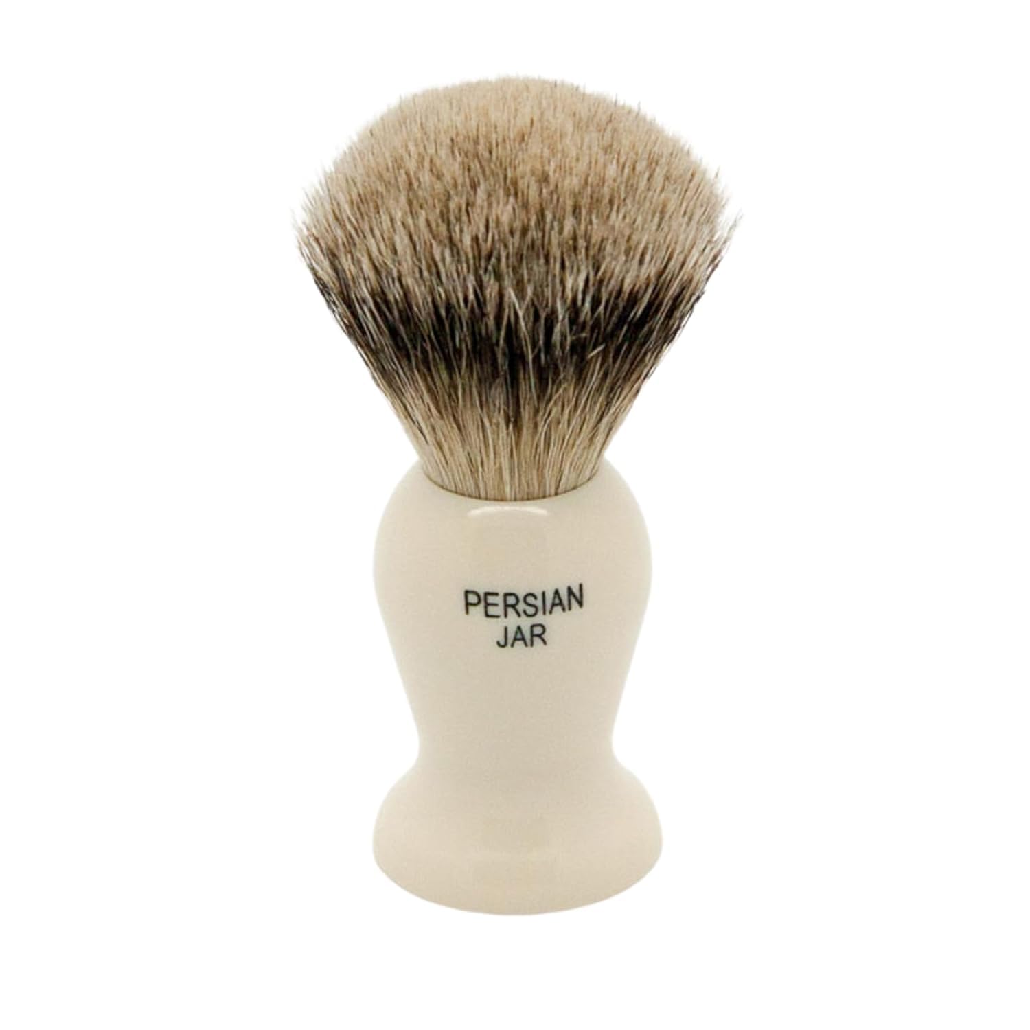 Simpsons Shaving Brush Persian Jar PJ2 Super Badger Silvertip - Faux Ivory Handle - Premium Wet Shave Rich Lather - Extra Dense & Soft - Luxury Shaving Brush for Smooth, Comfortable Grooming