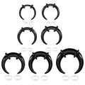 BOKABOO 7Pcs Glass C Shape Septum Stretching Kit Set - 14G to 2G, Buffalo Septum Retainers Rings, Pincher Tapers with O-Rings for Nose & Ear Piercing Jewelry (Black Color)
