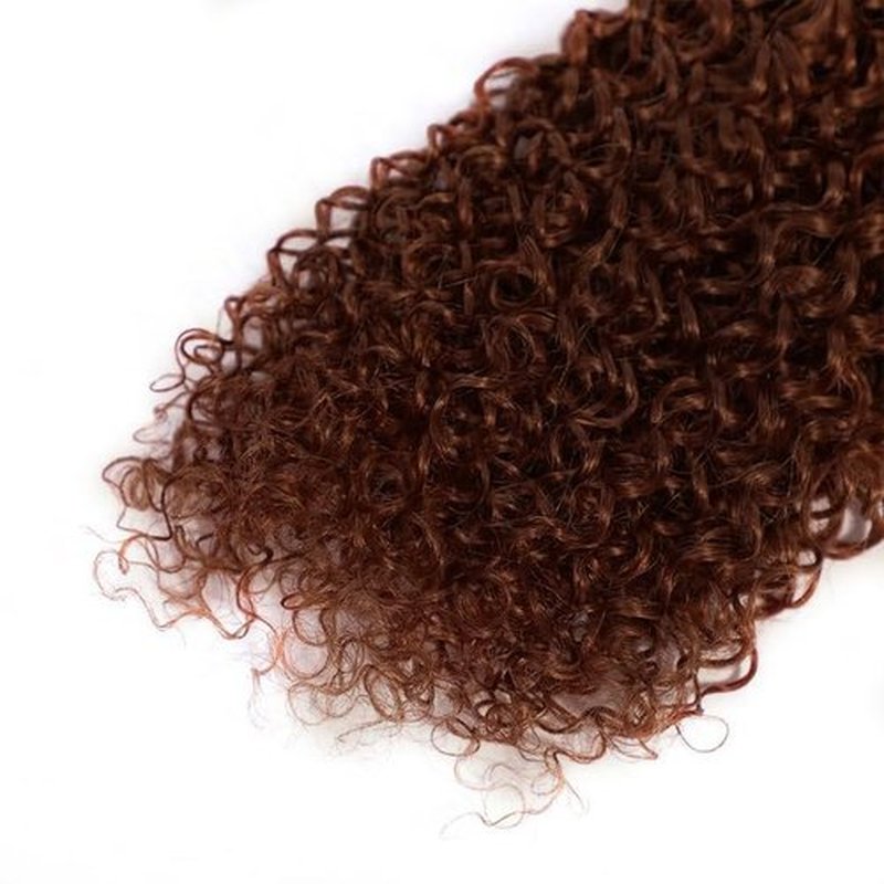 Dark Brown Human Hair Bundles Auburn Brown Bundle #33 Kinky Curly Human Hair 12 14 16 Inch Brazilian Remy Hair Double Weft Reddish Brown Curly Wave Human Hair