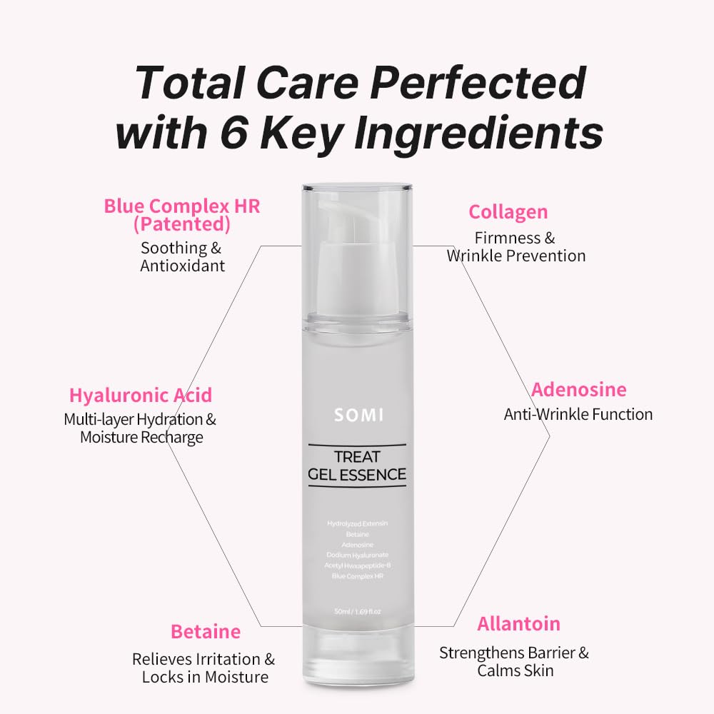 Treat Gel Essence 50 ml (1.69 fl. oz.) |Lightweight Clear Gel Face Serum | Hydrating & Smoothing with Hydrolyzed Extensin, Betaine, Sodium Hyaluronate & Acetyl Hexapeptide-8 | Blue Complex HR