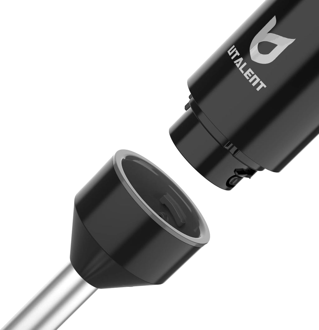 UTALENT Cordless Hand Blender - Variable Speed Immersion Blender with 500ml Chopper & 600ml Container - Black