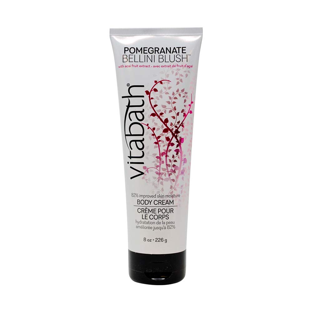 Vitabath Pomegranate Bellini Blush Moisturizing Body Cream - Soothing Hydration Vitamin & Nutrient Skin Care - Replenishing All Over Dry Skin Lotion Moisturizer for Women & Men - 8 Ounce