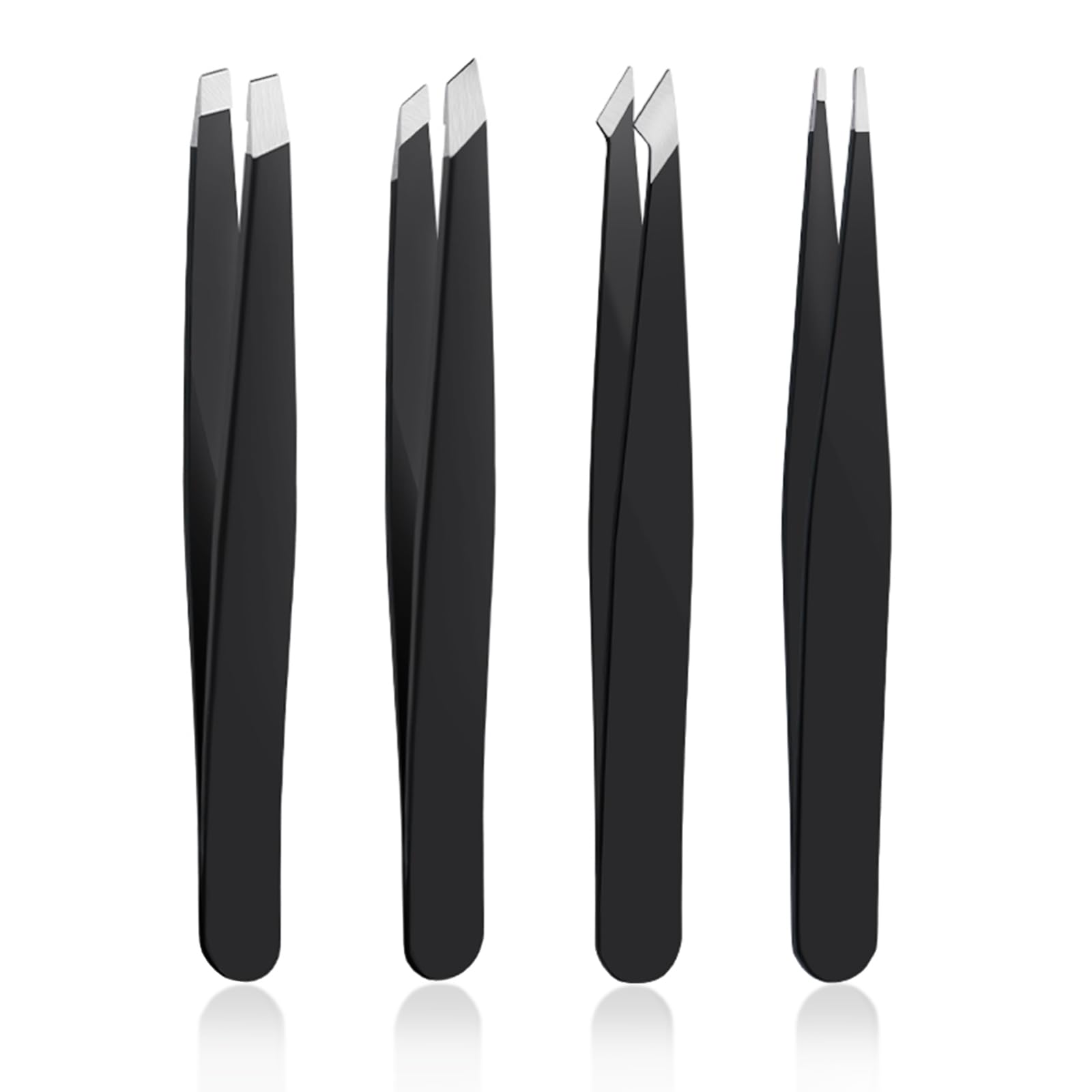 DTDNZKN 4 PCS Stainless Steel Tweezers Set Black