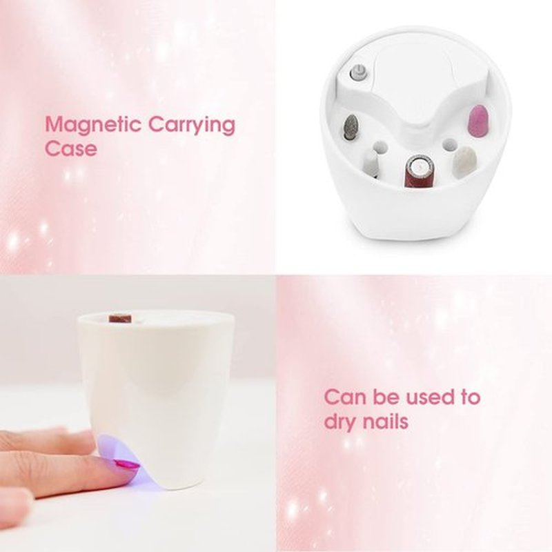 TOUCHBeauty Electric Nail File Drill with 5pcs Nail Bits for Natural Nails, Manicure Pedicure Set with UV Light Stand, Nail Buffer Drill Polisher Fingernails Toenails Care Set, Pink