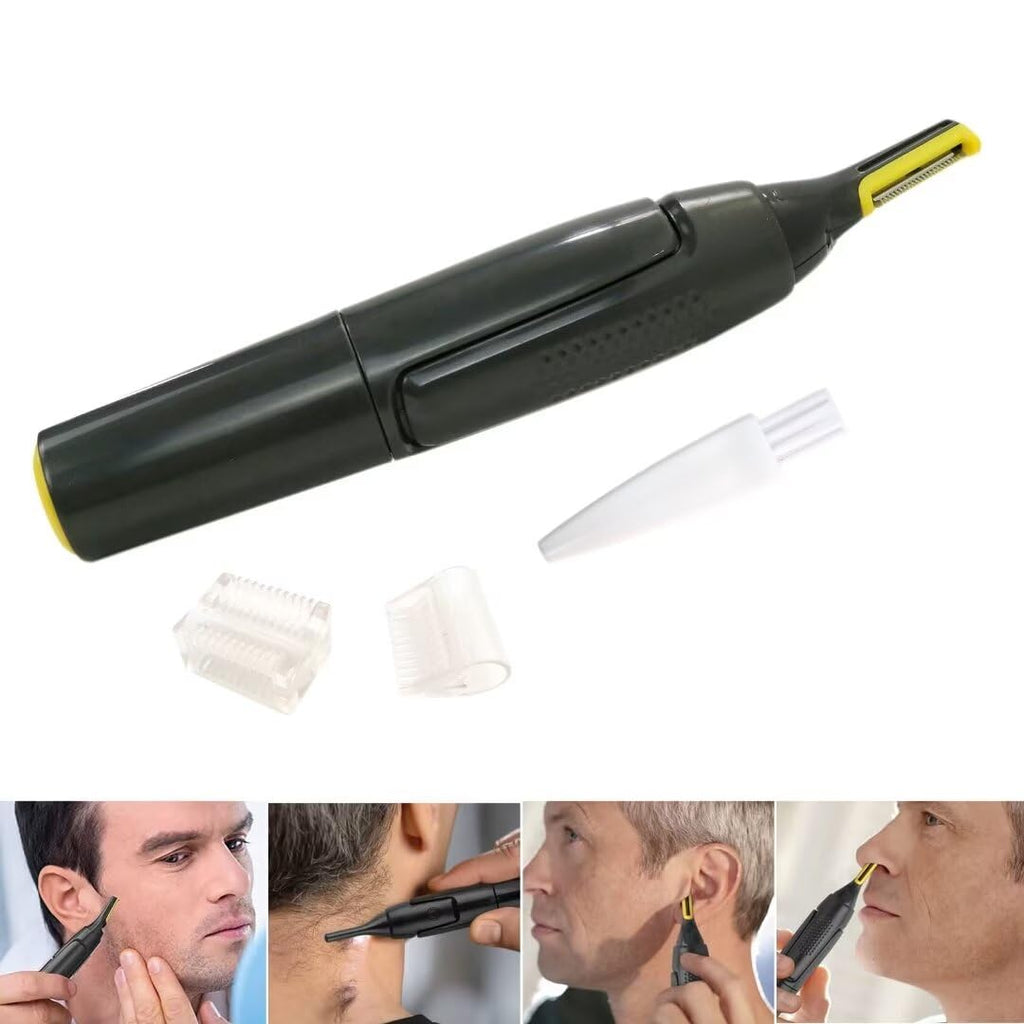 USonline911 Electric Nose Hair Electric Nose Ear Hair Trimmer Rechargeable Ear Face Eyebrow Shaver Automatic Shaving 2 x Brush Heads & 1 x Hair Brush 5.91x0.98in Gray Non-Slip G rip