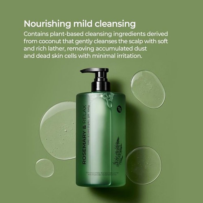 TS Rosemary & Relax Shampoo (1000g) Hydrating & Calming | Natural Ingredients | Sulfate-Free | Korean Shampoo (35.2 Fl oz)