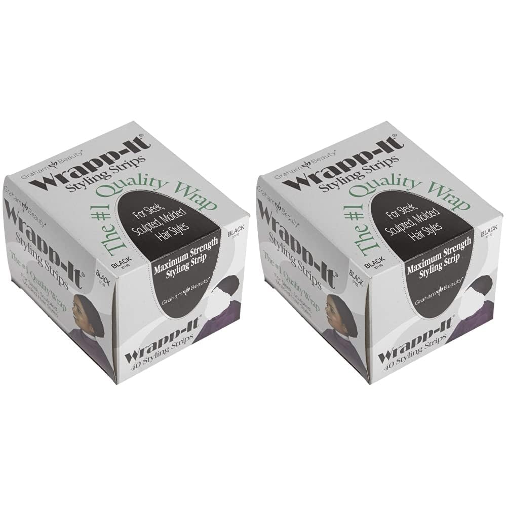 Generic Wrapp-it Styling Strips for Natural Hair Wrap and Molded Styles by Graham Beauty (PACK OF 2), Black
