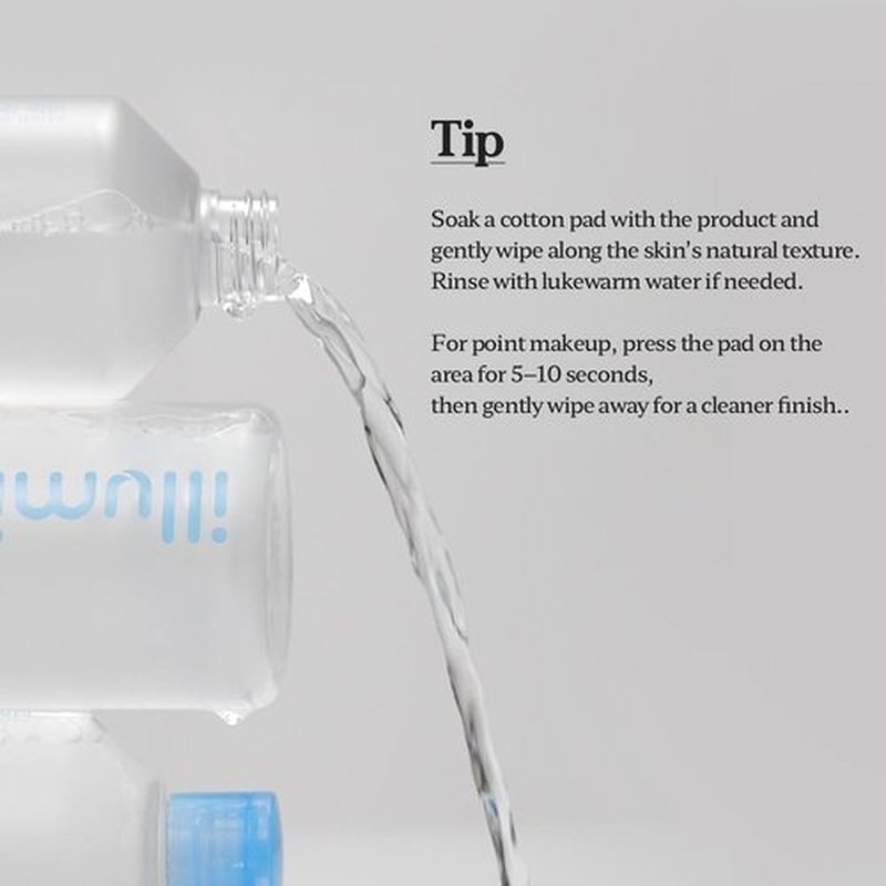 illumiel Mild Clear Cleansing Water for Makeup Removing with caulerpa lentillifera extract & Panthenol [Vegan & Korean Skincare] – 13.52 fl. oz.