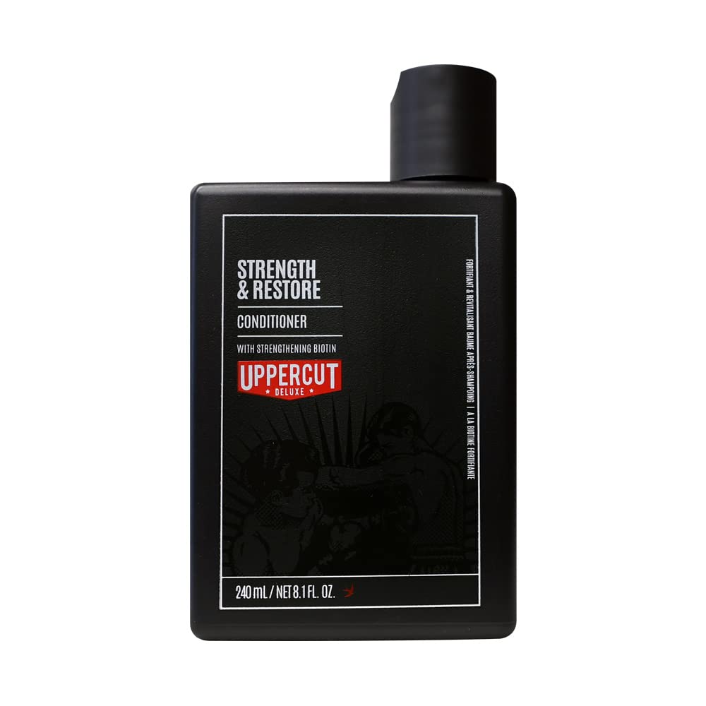 Uppercut Deluxe Conditioner - Strength & Restore 8oz | Biotin & Caffeine Formula for Thin, Fine Hair | Moisturizing & Strengthening Daily Use